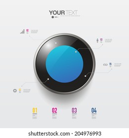 Modern infographic design with 3D button can be used for workflow layout, chart, number options, presentation, web design. Eps 10 stock vector illustration  