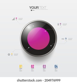 Modern infographic design with 3D button can be used for workflow layout, chart, number options, presentation, web design. Eps 10 stock vector illustration  