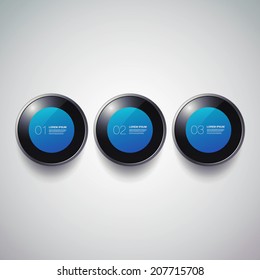 Modern infographic design with 3D buttons can be used for workflow layout, chart, number options, presentation, web design.  Eps 10 stock vector illustration 