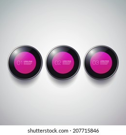 Modern infographic design with 3D buttons can be used for workflow layout, chart, number options, presentation, web design.  Eps 10 stock vector illustration 