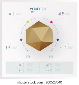 Modern infographic design with 3D origami object used for workflow layout, chart, number options, presentation, web design. Eps 10 stock vector illustration
