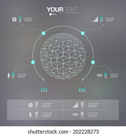 Modern infographic design with 3D sphere. Eps 10 stock vector illustration 