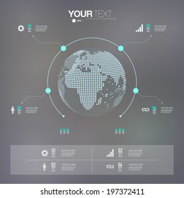 Modern infographic design with 3D world map can be used for workflow layout, chart, number options, presentation, web design. Eps 10 stock vector illustration