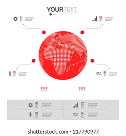 Modern infographic design with 3D world map can be used for workflow layout, chart, number options, presentation, web design.  Eps 10 stock vector illustration 