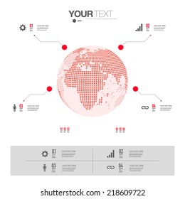 Modern infographic design with 3D world map can be used for workflow layout, chart, number options, presentation, web design.  Eps 10 stock vector illustration 