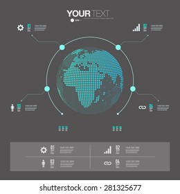 Modern infographic design with 3D world map can be used for workflow layout, chart, number options, presentation, web design. Eps 10 stock vector illustration 