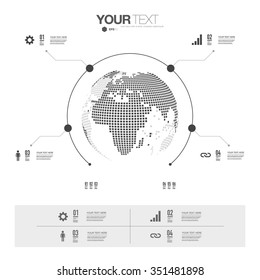 Modern infographic design with 3D world map can be used for workflow layout, chart, number options, presentation, web design. Eps 10 stock vector illustration 