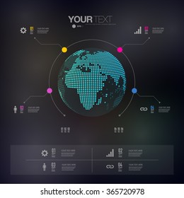 Modern infographic design with 3D world map can be used for workflow layout, chart, number options, presentation, web design. Eps 10 stock vector illustration 