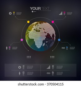 Modern infographic design with 3D world map can be used for workflow layout, chart, number options, presentation, web design. Eps 10 stock vector illustration 