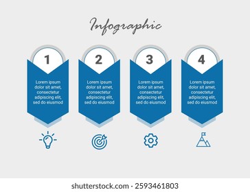 Modern infographic design with 4-step business strategy and creative marketing icons