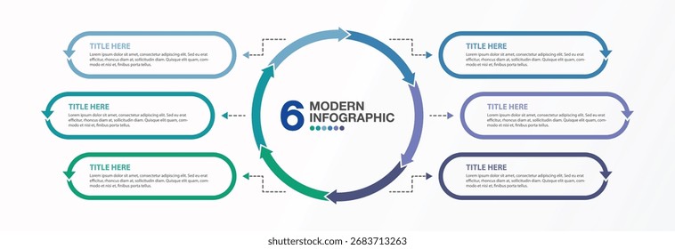 Design de infográfico moderno 6 opções ou passos. Infographics conceito de negócios para gráficos de informação, fluxogramas.