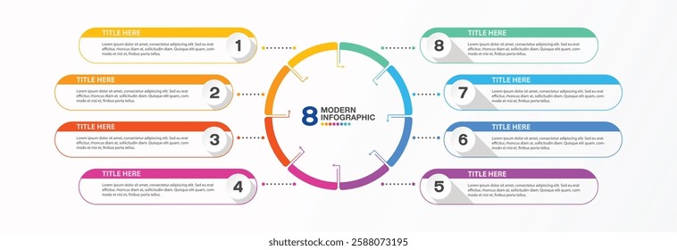 Modern infographic design 8 options or steps. Infographics business concept for info graphics, flow charts.