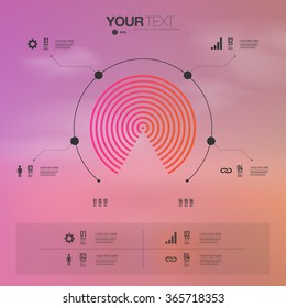 Modern infographic design with beautiful sunset background can be used for workflow layout, chart, number options, presentation, web design. Eps 10 stock vector illustration 
