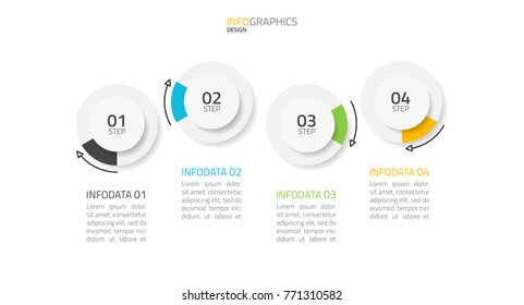 Modern Infographic design elements for presentation with 4 step, options, arrows,  timelines or processes. Vector Illustration.