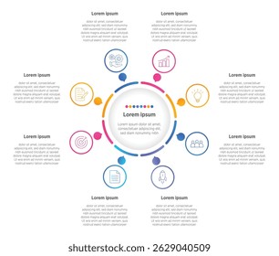 Modern Infographic design elements for your business data with 8 options, parts, steps, timelines or processes, Circle round concept. Vector Illustration.	