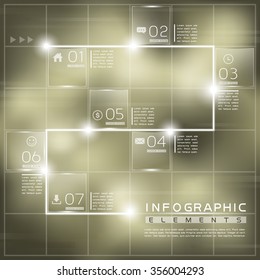 modern infographic design with glossy translucent blurred background