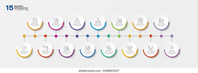 Modern infographic design with icons and 15 options or steps. Infographics business concept for info graphics, flow charts.