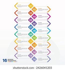 Modern infographic design with icons and 16 options or steps. Abstract elements of graph, diagram with steps, options, parts or processes. Vector business template for presentation.