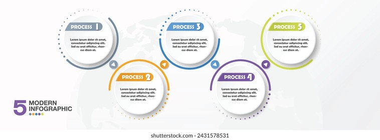 Modern infographic design with icons and 5 options or steps. Infographics business concept for info graphics, flow charts.