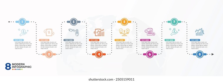 Modern infographic design with icons and 8 options or steps. Infographics business concept for info graphics, flow charts.