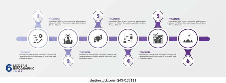 Modernes Infografik-Design mit Zahlen und 6 Optionen oder Schritten. Infographics Geschäftskonzept für Infografiken, Flussdiagramme.