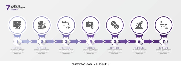 Modern infographic design with number and 7 options or steps. Infographics business concept for info graphics, flow charts.