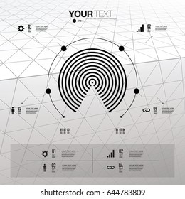 Modern infographic design with numbered icons and text. 
Eps 10 stock vector illustration 