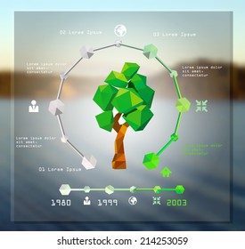 Modern infographic design with origami tree. vector illustration