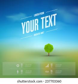 Modern infographic design with origami tree and clouds can be used for workflow layout, chart, number options, presentation, web design. Eps 10 stock vector illustration 