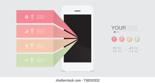 Modern infographic design with realistic 3D smartphone and design elements Eps 10 stock vector illustration 