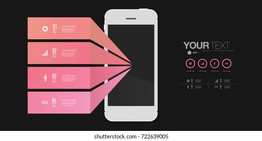 Modern infographic design with realistic 3D smartphone and design elements Eps 10 stock vector illustration 