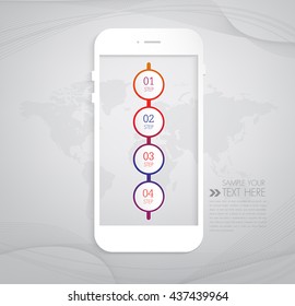 Modern infographic design with  smart phone can be used for workflow layout, chart, number options, presentation