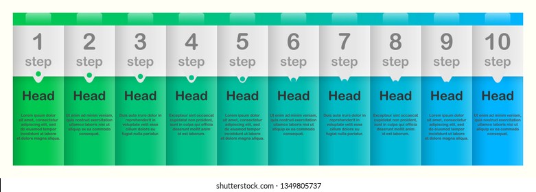 Modern infographic design template. 10 colorful rectangular elements.