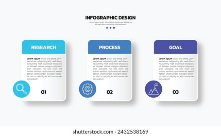 Modern infographic design template with 3 options or steps