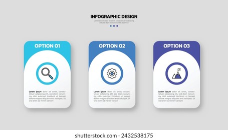 Plantilla de diseño de infografía moderna con 3 opciones o pasos