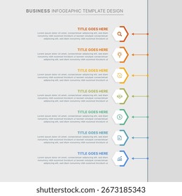 Plantilla de diseño infográfico moderno con 7 puntos de datos
