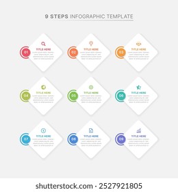 Plantilla de diseño infográfico moderno con 9 puntos de datos