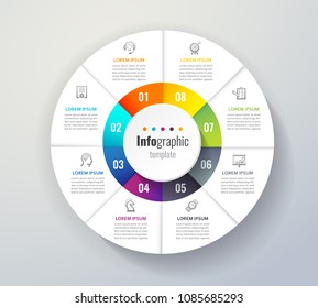 Modern infographic design template. Can be used for workflow layout, diagram, number options, web design. Business concept with 8 options, parts, steps or processes.