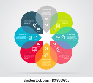 Modern infographic design template. Can be used for workflow layout, diagram, number options, web design. Business concept with 8 options, parts, steps or processes.
