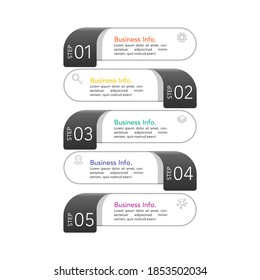 Modern infographic design template. can be used for presentation, banner, graphic and diagram.Infographic business with 5 option, parts, step for process. Abstract template.