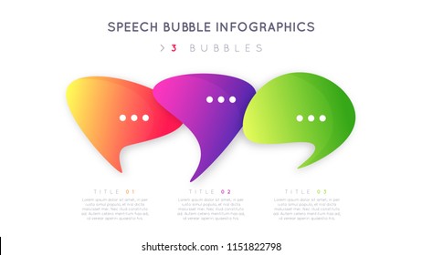 Modern infographic design, template, concept with three optional speech bubbles. Vector illustration.