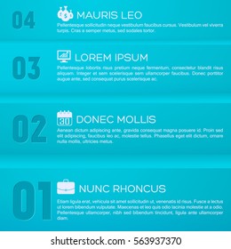 Modern infographic design template with horizontal blue lines text four options and icons vector illustration