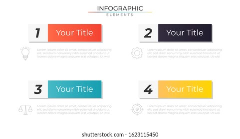 Modern infographic design template with icons and four steps process. Vector for company or corporate business project and presentation. Eps 10