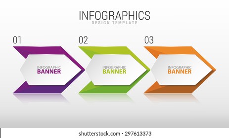 Modern infographic design template. Three steps. Vector