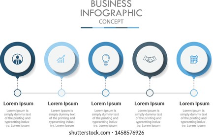 Modern infographic design template. Timeline Infographic, 5 Step, Process,Vector illustration. Abstract diagrams with 5 steps, options, parts or processes.