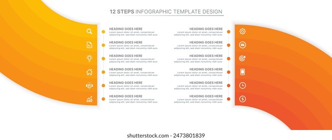 Modern Infographic Design Template with Twelve Options