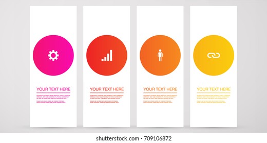 Modern infographic design with web icons in color circles Eps 10 stock vector illustration