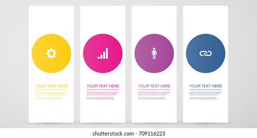 Modern infographic design with web icons in color circles Eps 10 stock vector illustration 