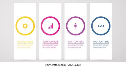 Modern infographic design with web icons in color circles Eps 10 stock vector illustration 