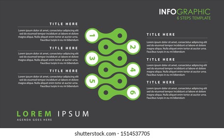 Modern infographic element with 6 options or steps. Can be used for process, presentation, diagram, workflow layout, info graph, web design. Vector illustration